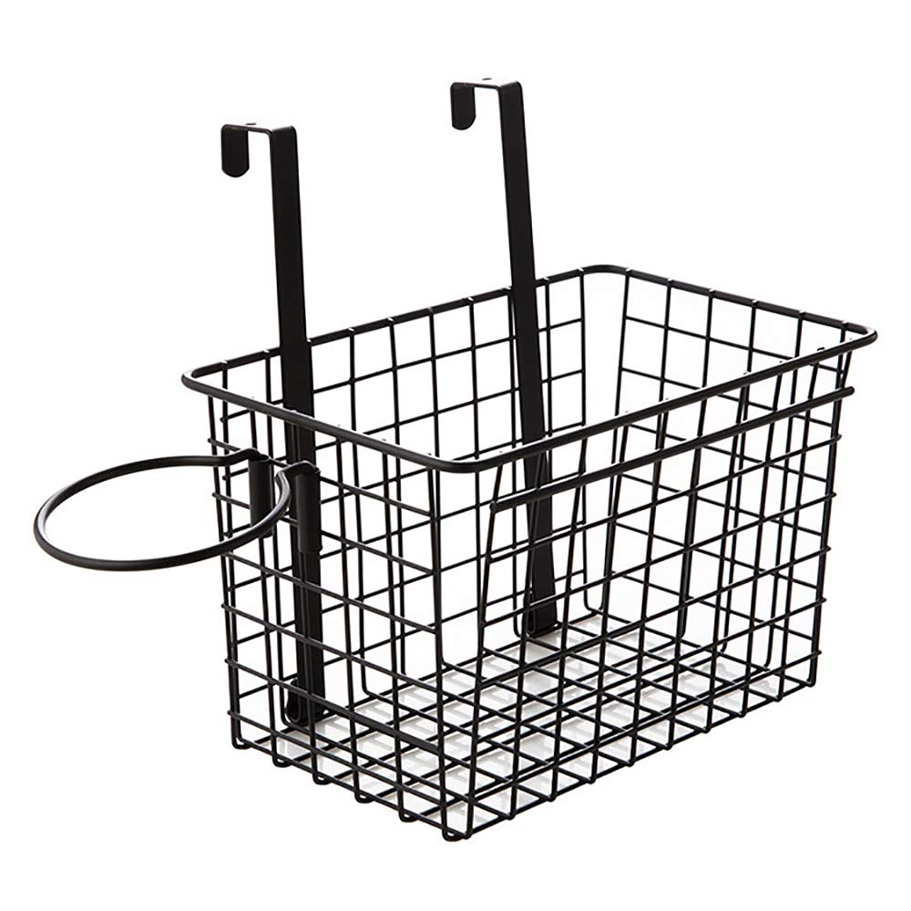 TOMYEER Over Door Hair Dryer Holder Storage Basket Wall Mounted Multifunctional Hanging Shelf for Bathroom Kitchen(Black)