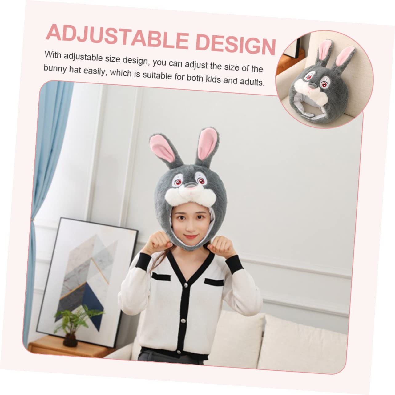 ifundom 2piezas Gorro De Conejo De Peluche Con Orejas Para Fiestas Disfraz De Pascua Accesorio Fotográfico Divertido Gorro Unisex Para Adultos Diseño Creativo y Fácil De Usar