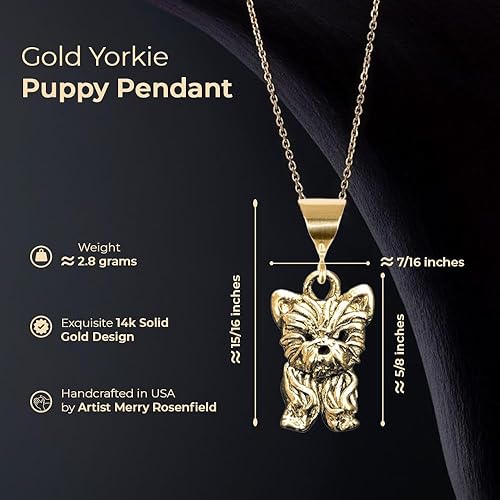 Miniatura 3 de Colgante de cachorro de oro macizo de 14 quilates para collar, colgante de cachorro, regalos de joyería para mujeres, hecho a mano en los Estados