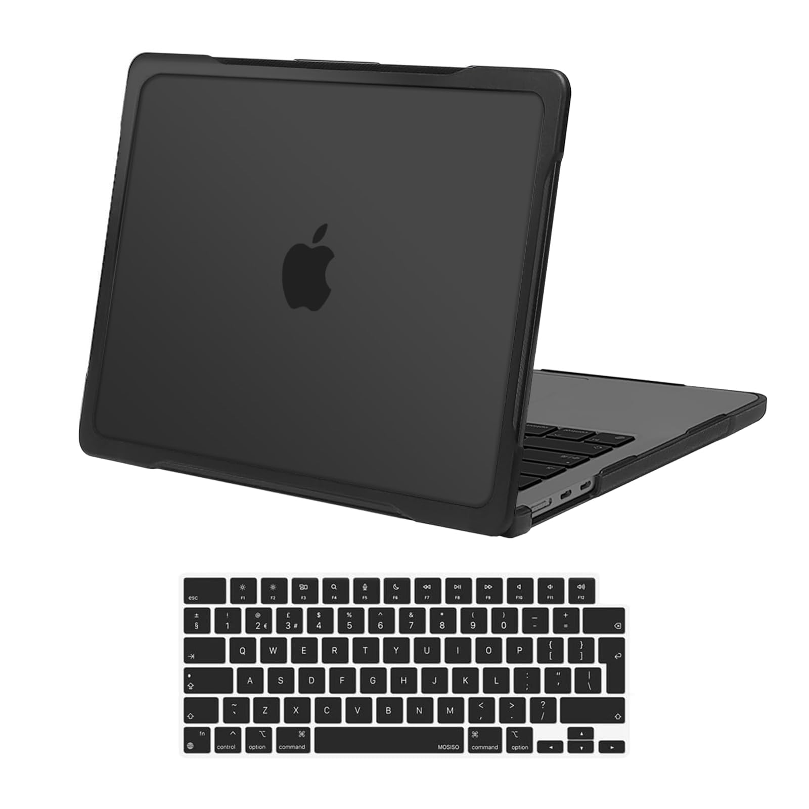 MOSISO Cover Compatibile con MacBook Air 13 Pollici M2 M3 M4 A3240 A3113 A2681 per Air 13,6 Pollici Custodia 2025 2024 2023 2022,Case Paraurti TPU Morbido Antigraffio&Copritastiera, Nero