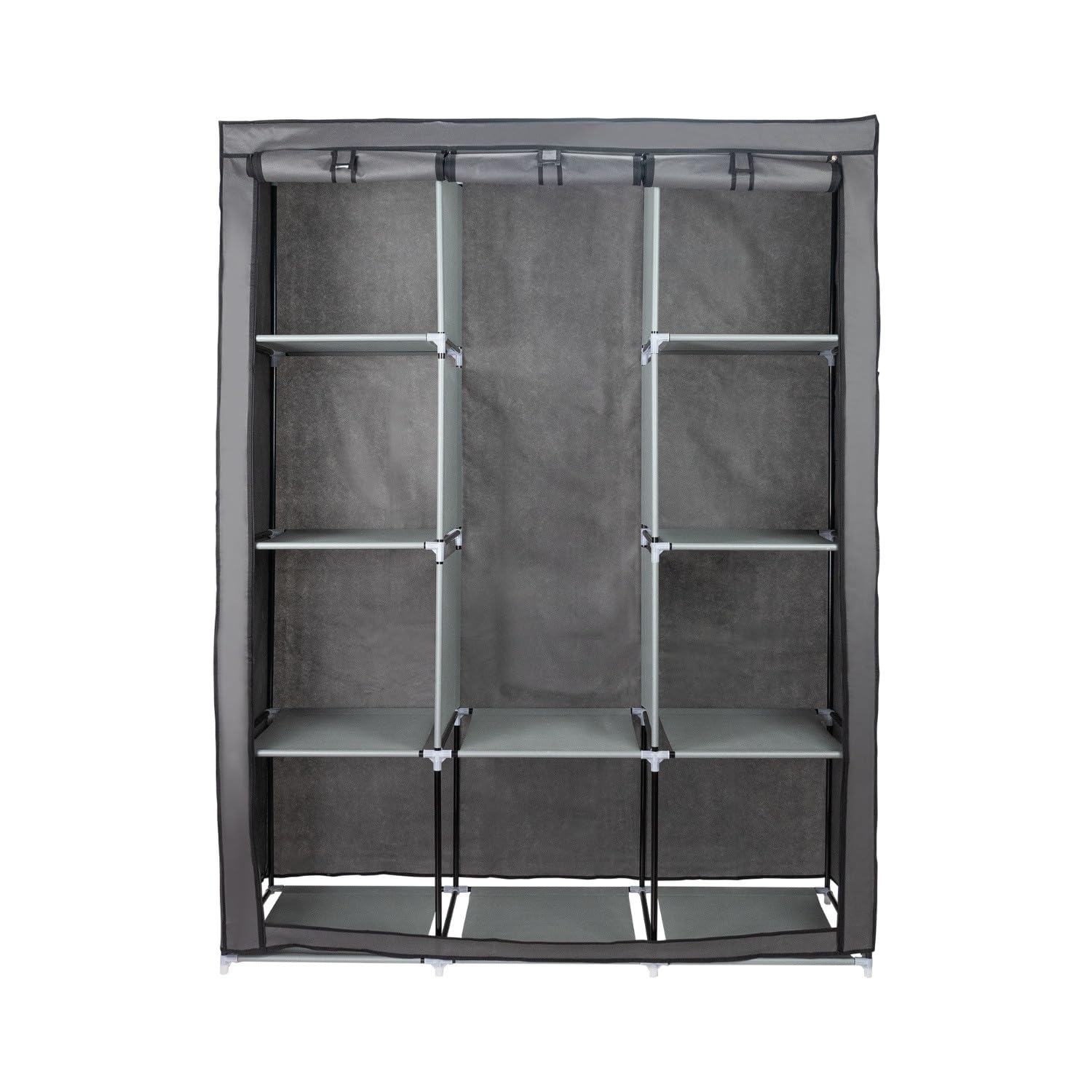 THINIA HOME Armario Ropero de Tela MAX Gris 128x45x169cm
