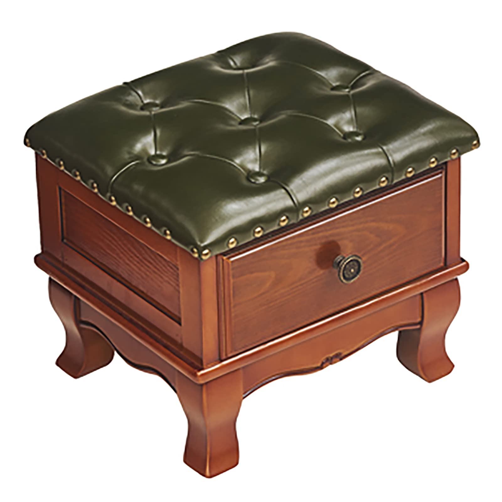 Cuir avec rangement et boutons B : repose-pieds noble en bois massif