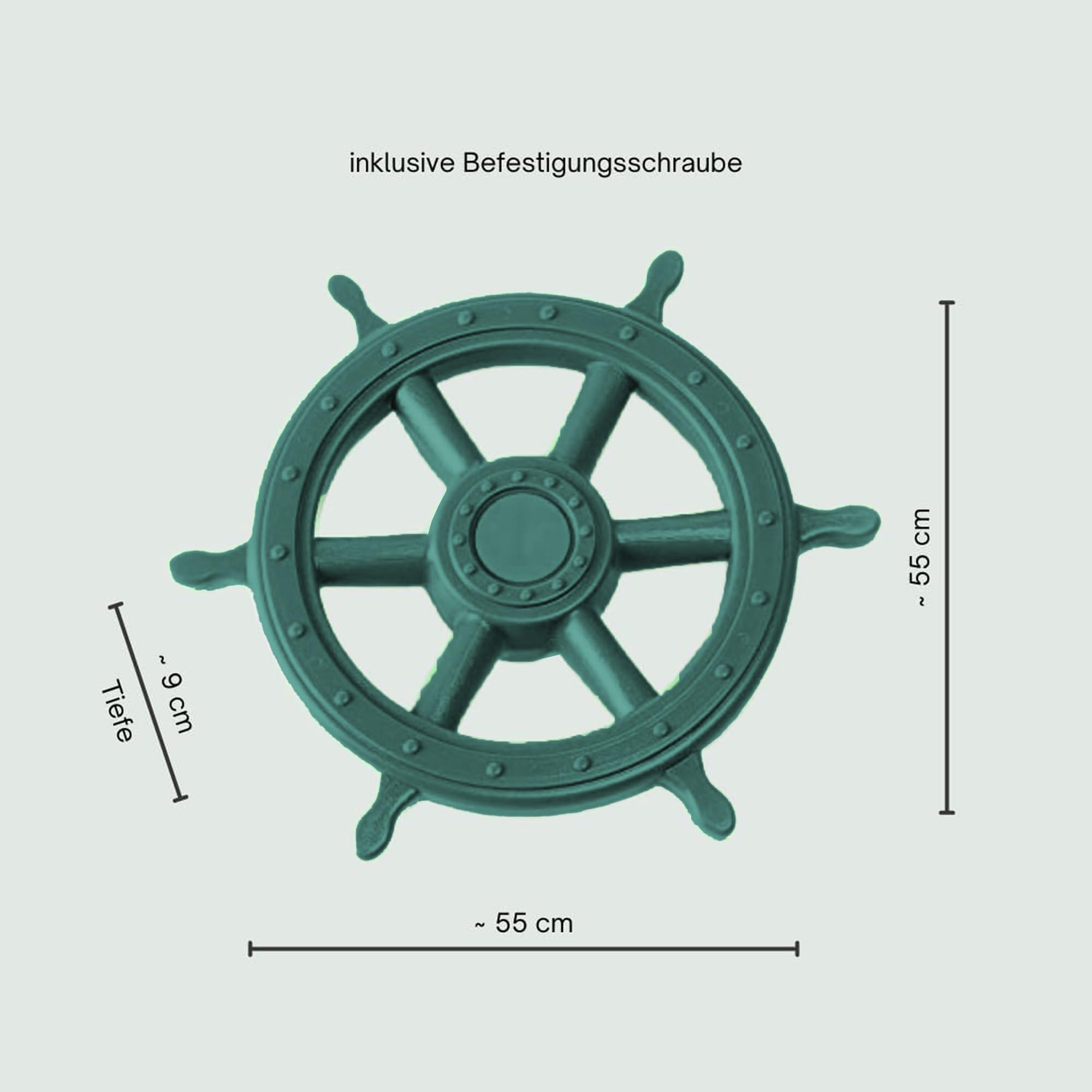 h2i Volante Torre de Juego y casita de Juego | Volante Pirata de plástico Resistente a la Intemperie | Volante móvil de Barco de Juego con Sonido Giratorio | Verde Oscuro