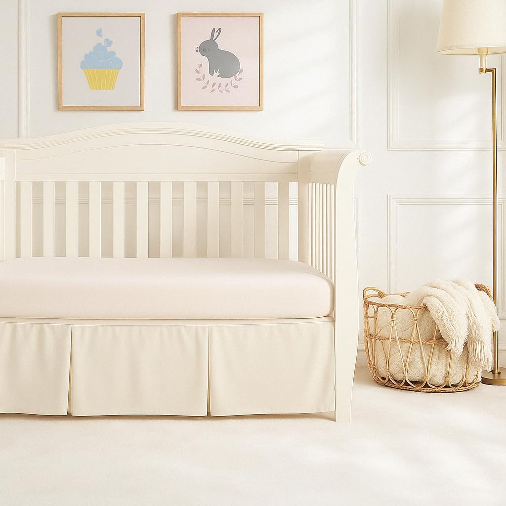 Mattress-Homes Crib Bed Skirt Pleated for Baby Boys Girls, Soft Dust Ruffle, Standard Nursery Bedding Toddler Bedskirt Solid, 14