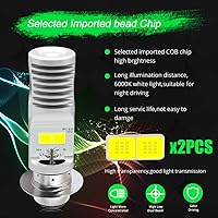 Vista 2 de HONLEEX - 2 bombillas LED AC9-48V P15D H6M para faros delanteros de motocicleta, 1800 lúmenes, súper brillantes, 4 chips COB, luces LED de haz