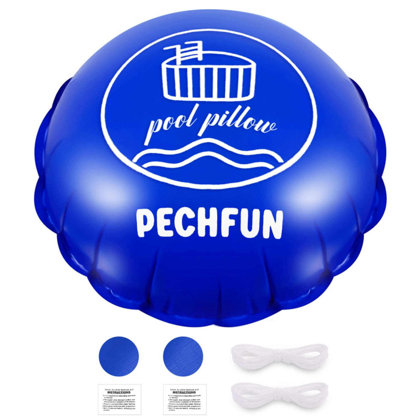 Coussin Piscine Hivernage, 120×120cm Coussin Hivernage Piscine Hors Sol, avec Valve de Sécurité et Double Couture, Kit de réparation Inclus, Circulaire