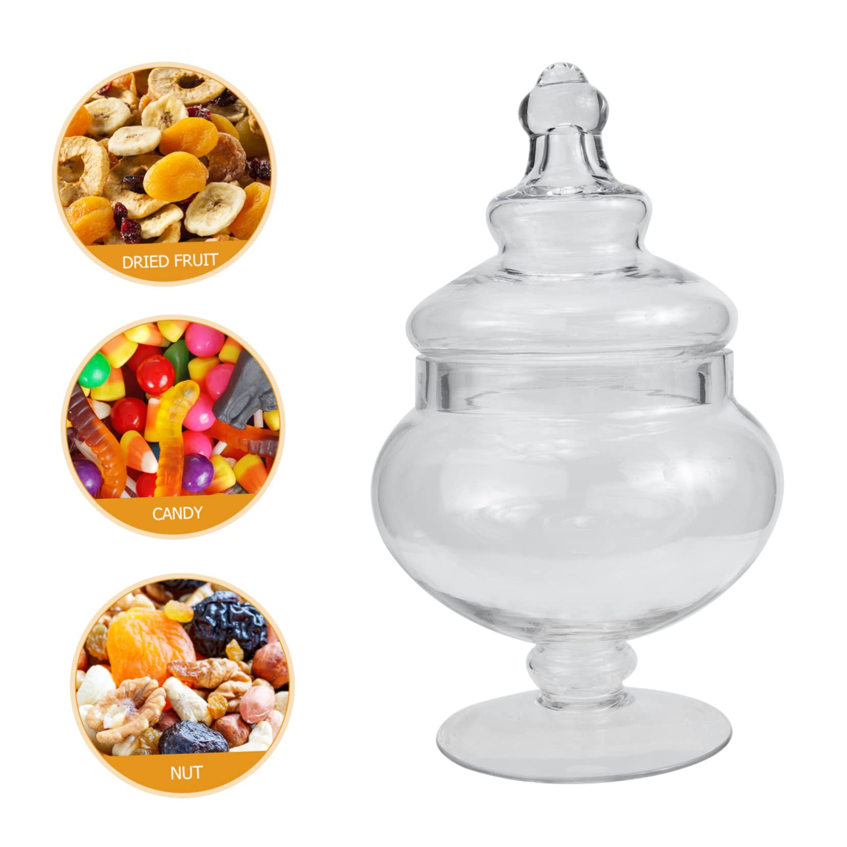 Amosfun Tarro de Vidrio con Cierre Hermético con Tapa para Dulces y Frutos Secos y Diseño Elegante, Adecuado para Tiendas y Restaurantes