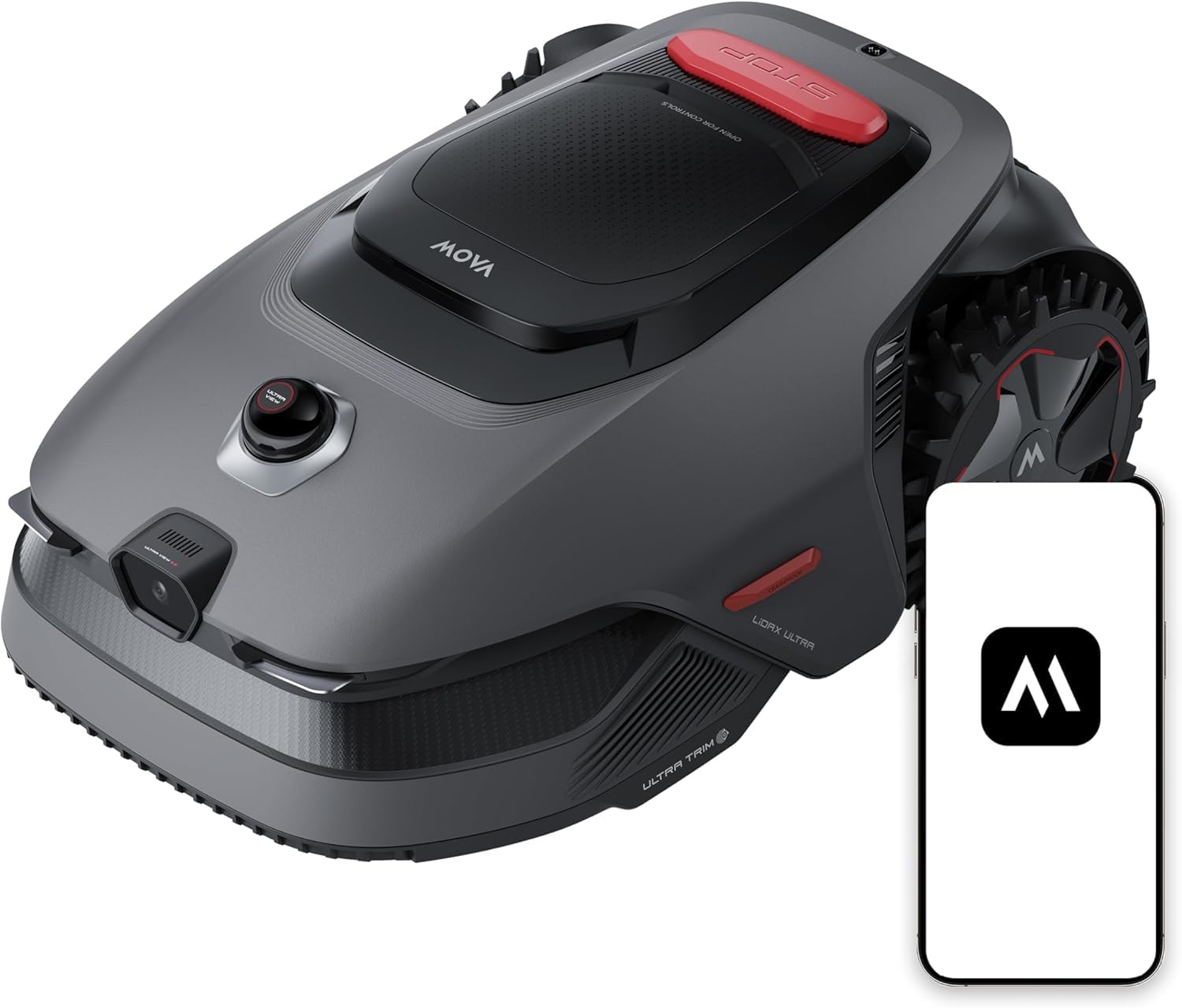 MOVA LiDAX Ultra 800 y Garage Bundle: robot cortacésped sin cable delimitador, sin RTK y creación automática de mapas mediante LiDAR 3D con visión 360° e IA, corte de bordes de 5 cm