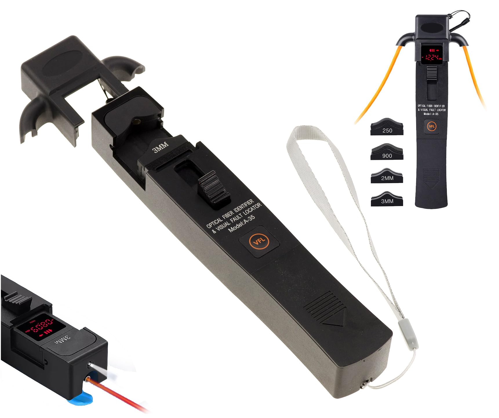 Identificateur de Fibre Optique Fiber identifier avec localisateur de défaut visuel VFL 10mW intégré, Longueur d’Onde de Travail 800-1700nm