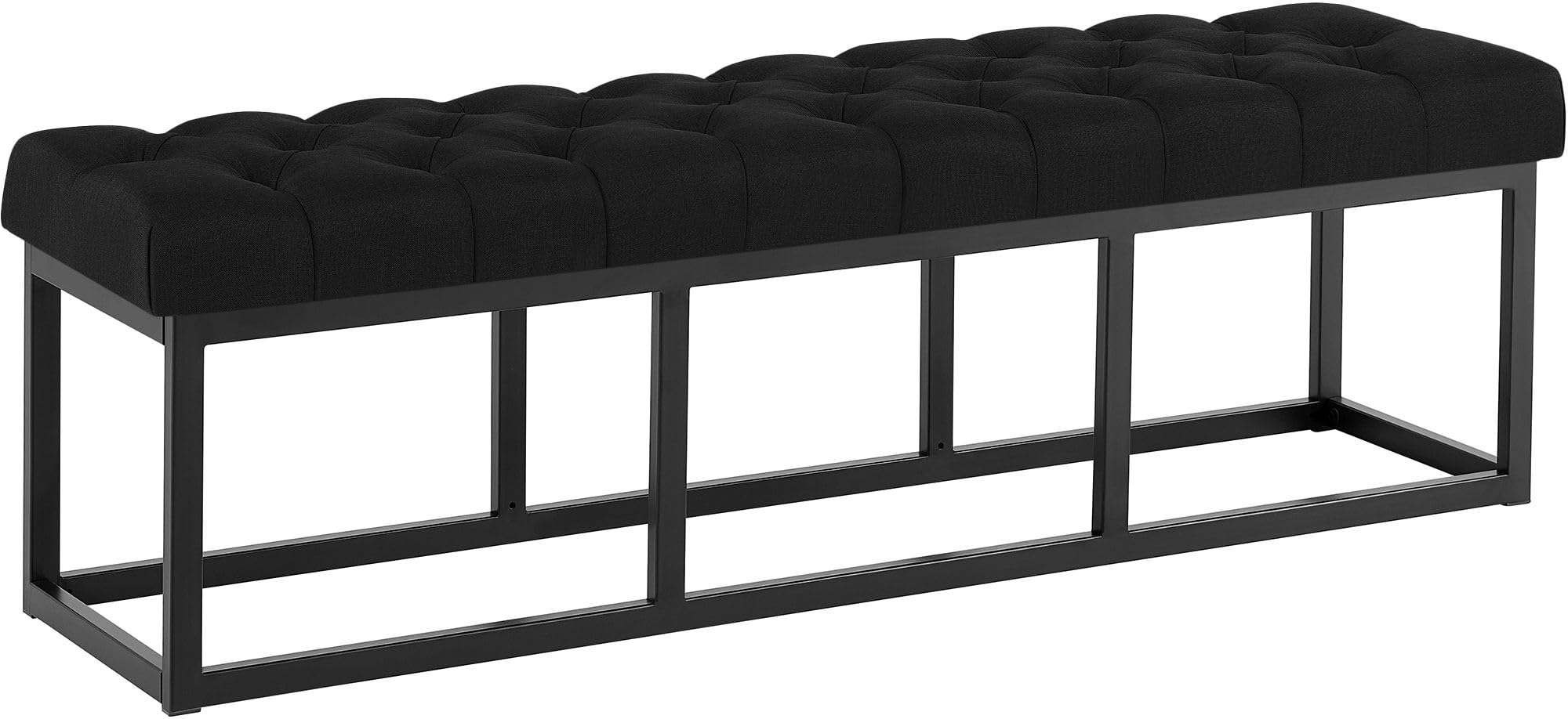 CLP Banc d Entree Amun en Tissu, Banc Rembourre en Metal Noir thermolaque, Robuste, pour Chambre, Vestibule et Dressing Couleur Noir Taille 150 cm