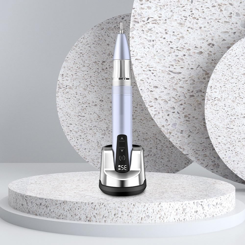 Nail Drill Portable Electric Nail Drill Wireless Professional Manicure Machine 35000 RPM Drill Nails (Purple)