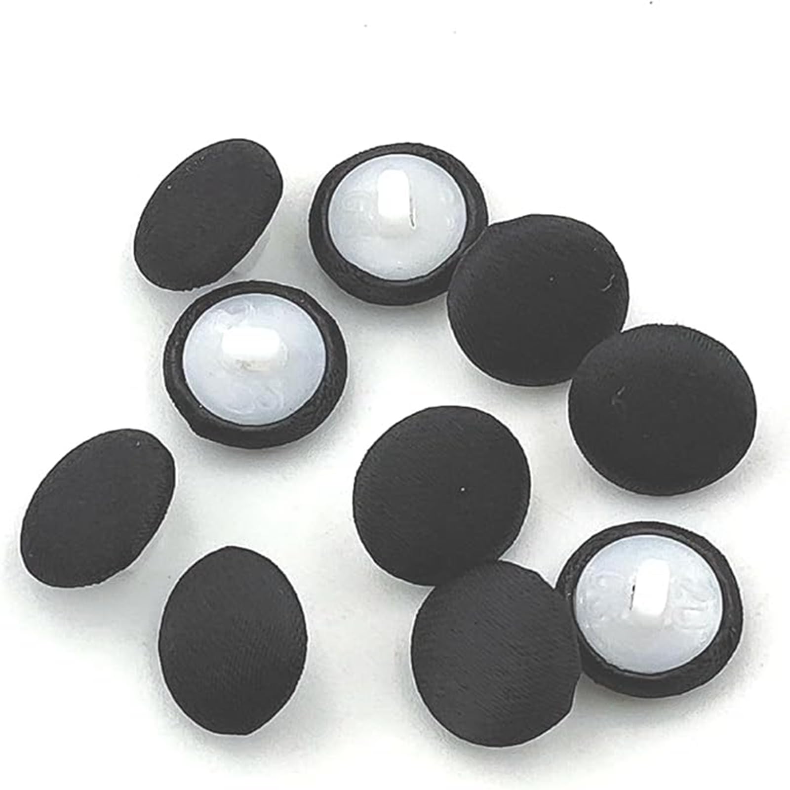 Carytalee 30PC Black 12.5mm Satin Fabric Cloth Covered Buttons with Shank Round Buttons for Wedding Bridal Dress DIY Sewing Clothing Dress Handmade Craft
