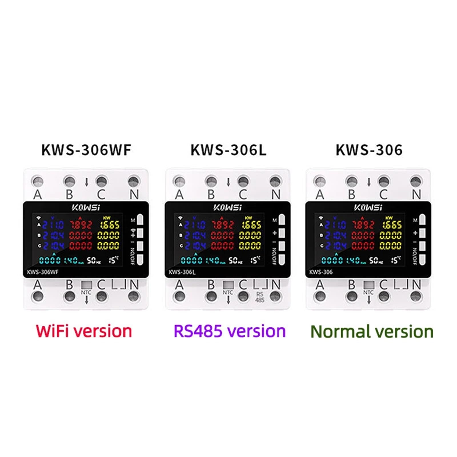 KWS-306 Contatori di wattora digitali Contatore elettrico Smart Life Contatore di energia trifase a quattro fili Contatore di energia Contatore di potenza CA(KWS-306WF with wifi)