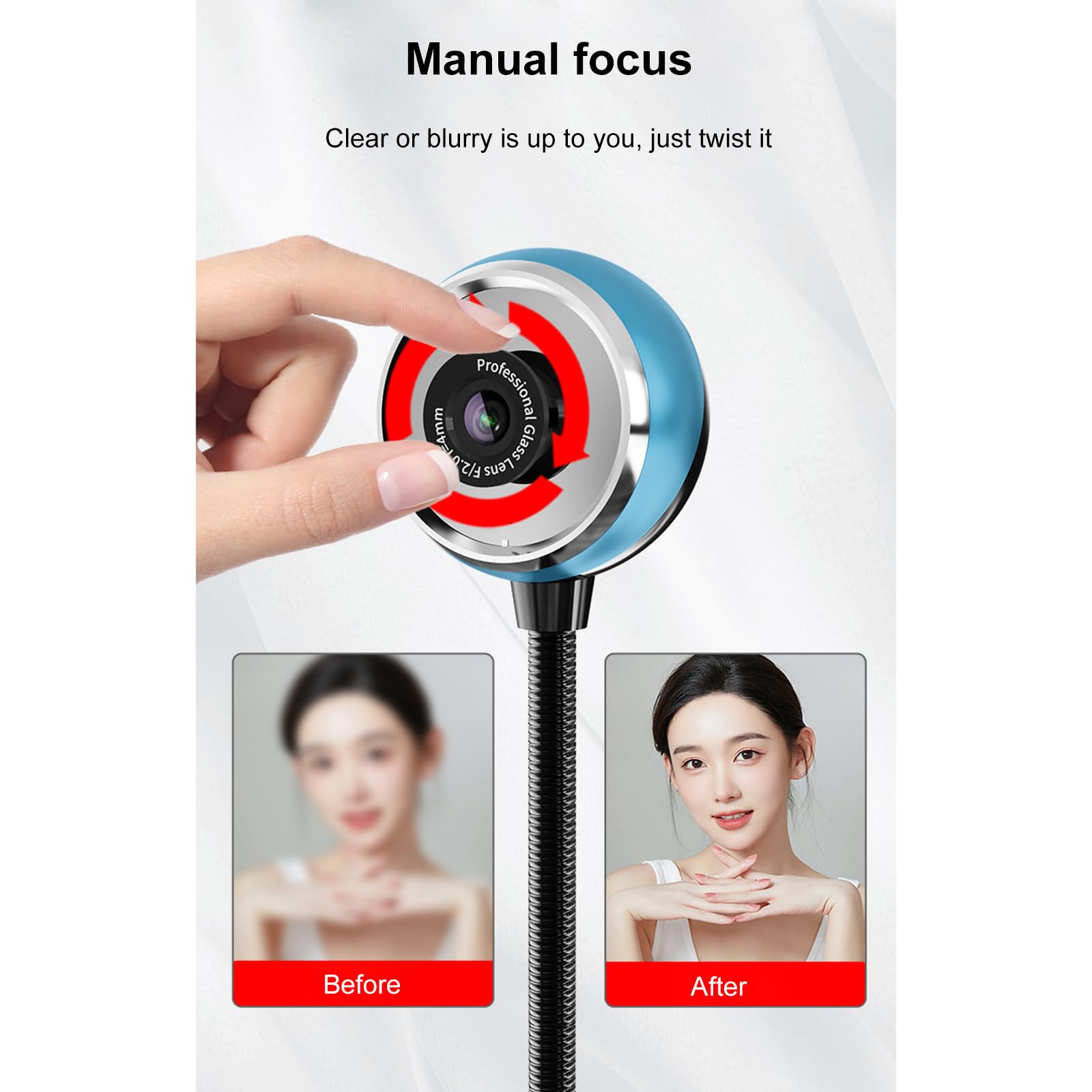 Cámara de sobremesa USB, 1080P (2K) 30Hz HD Streaming Webcam con micrófono, cámara portátil de rotación de 360° con lente gran angular adecuada para conferencias/llamadas/clase web/transmisión