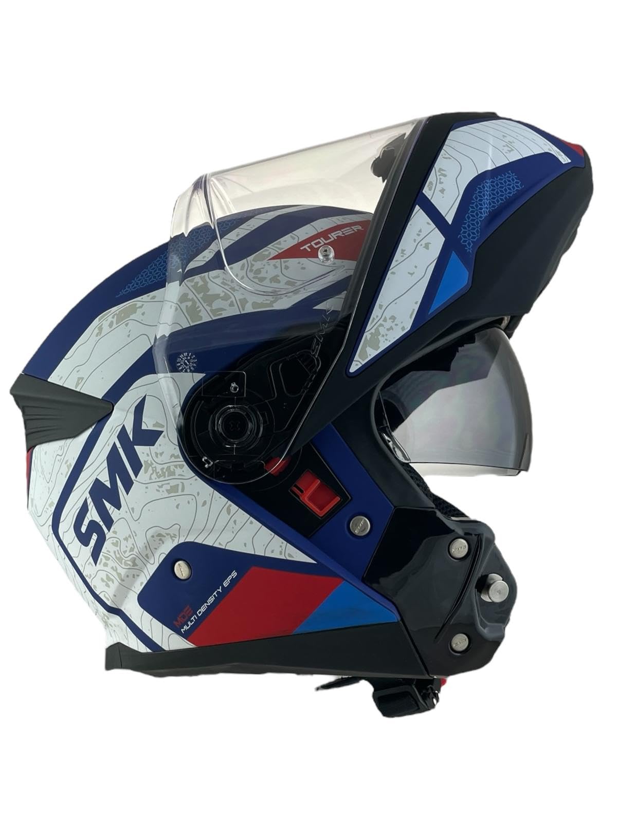 Casco modulare GULLWING Navigator bianco blu e rosso omologato 22.06 con doppia visiera P/J (4XL 67/68)