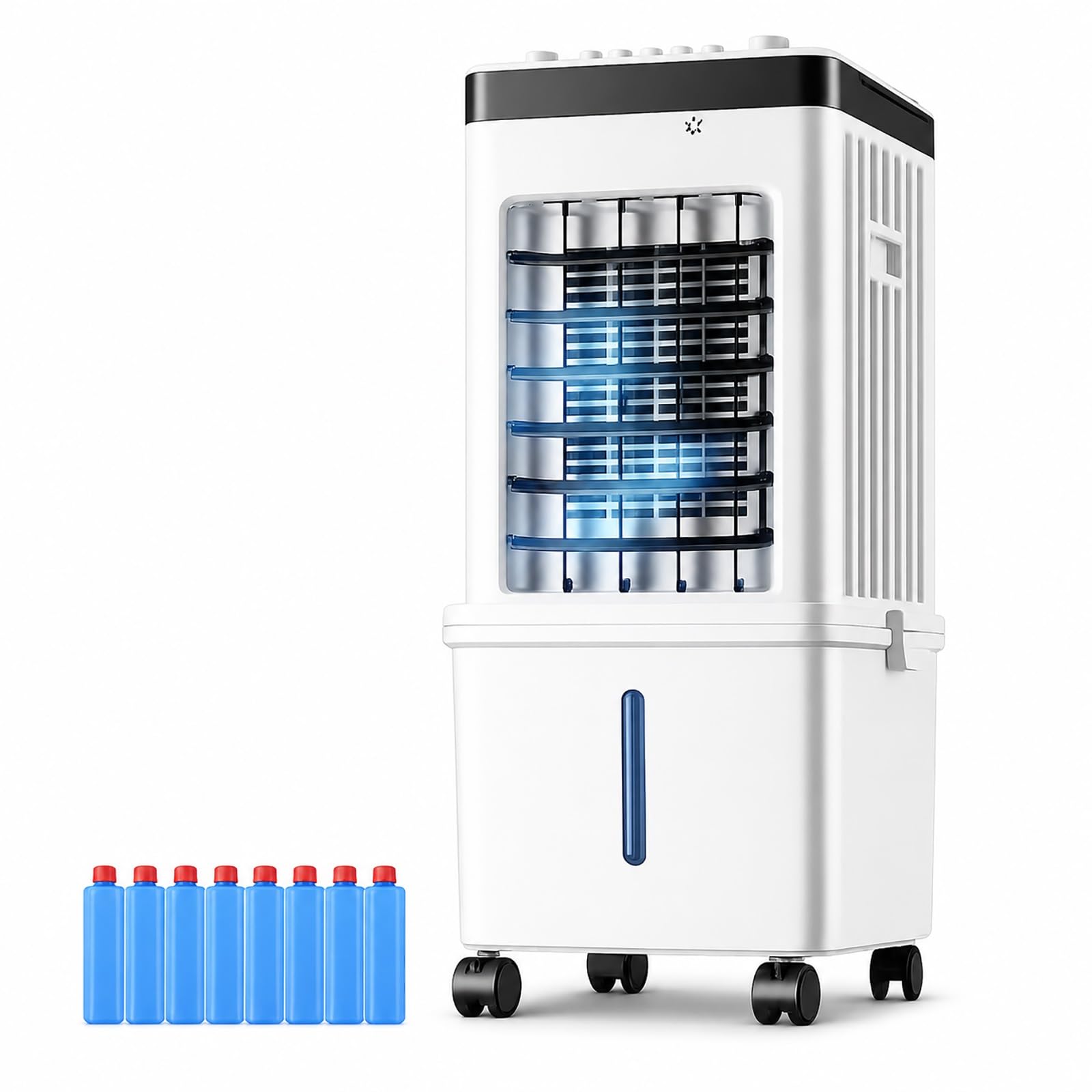 Raffrescatore D'Aria Portatile con Serbatoio d'Acqua da 15 L, Controllo Meccanico, Ventilatore con Ghiaccio per Casa, Camera, Soggiorno e Ufficio