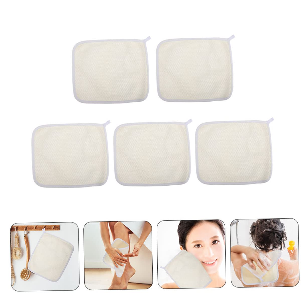 SHERCHPRY 3 Set Esfolianti Per Doccia Scrub Per Corpo Nylon Per Schiena Morbidi E Sicuri Per Uomini E Donne 5 Pezzi * 3