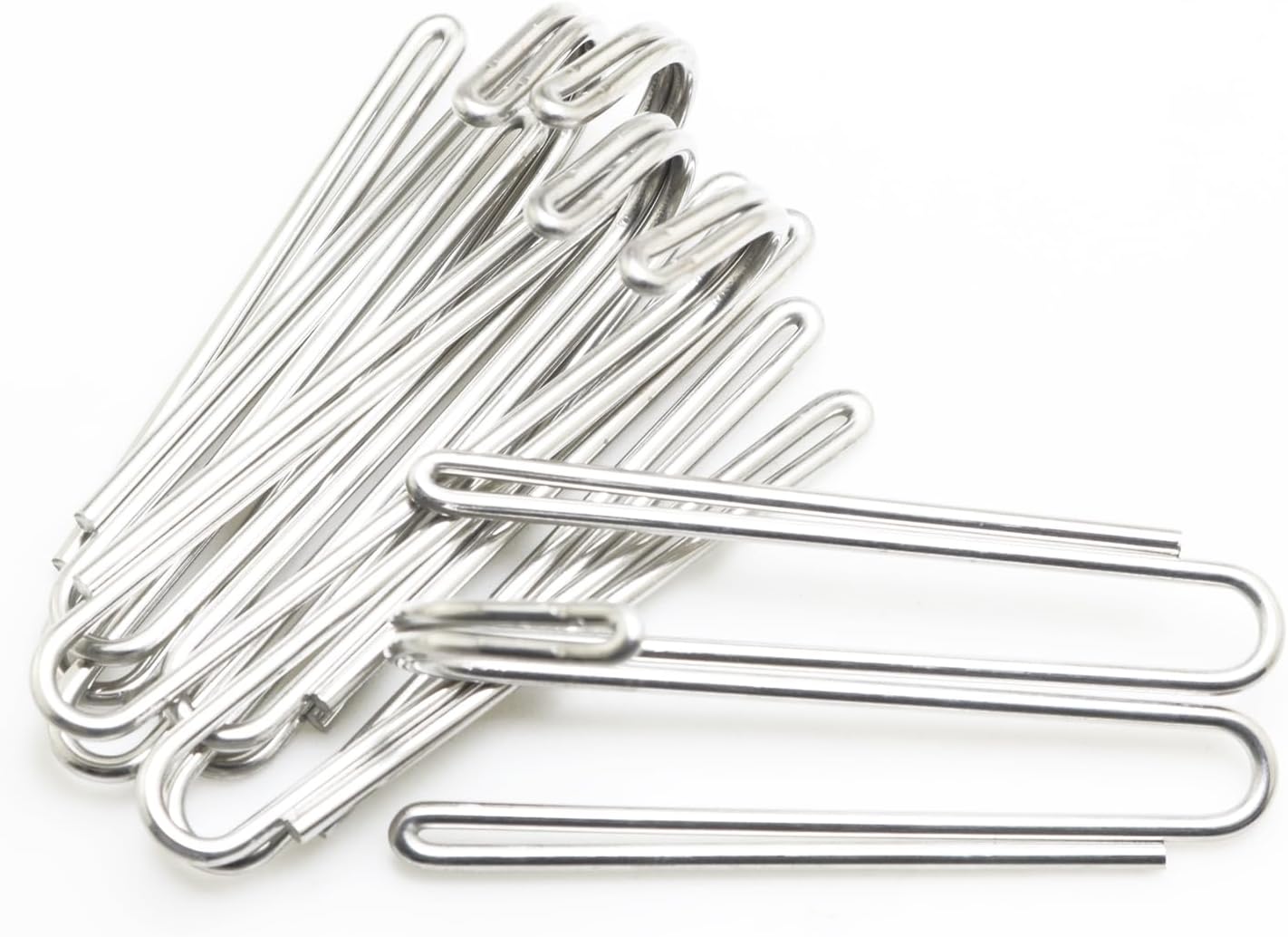 20PCS Stainless Steel Curtain Hooks Four Prong W Shaped Curtain Clips Silver 0.59in Long Door Curtain Tape Hooks for Windows Bathrooms image 3