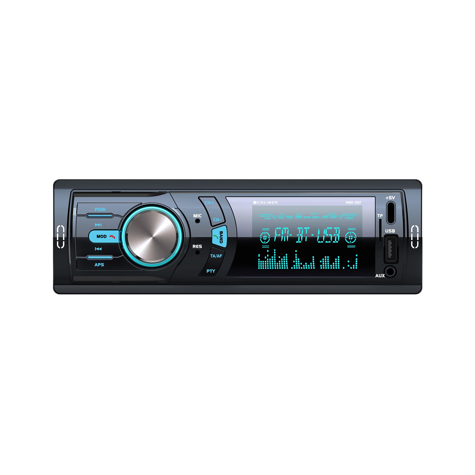 Caliber Autoradio Bluetooth & USB, 1-DIN, Kit Mains-Libres, 4x75W, Multicolore, 85mm de Profondeur, INCL. Micro Externe & télécommande (RMD057)