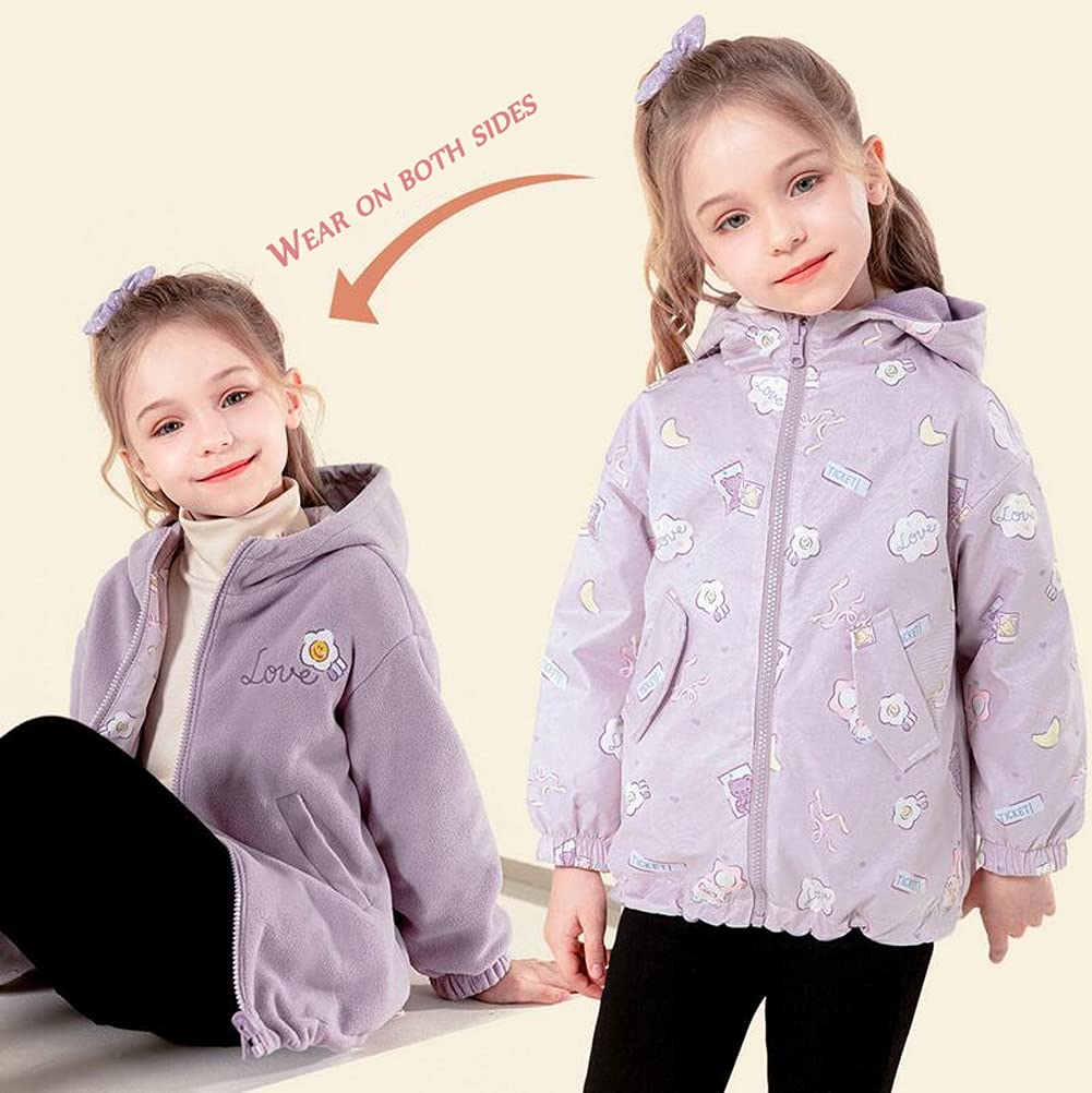 Cappotto da bambina, da indossare su entrambi i lati, per autunno, inverno e giacche calde in pile