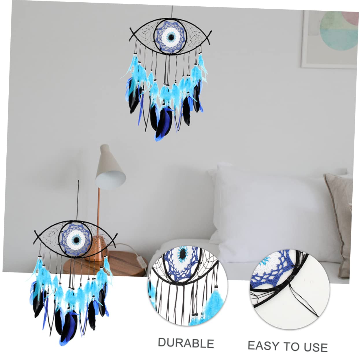 Ciieeo 8 Piezas Decoración De Pared Kits De Campanas De Viento Decoración Americana Colgante De Coche Decoración del Mal De Ojo Atrapasueños para Colgar En La Pared Ojo Atrapasueños Pluma
