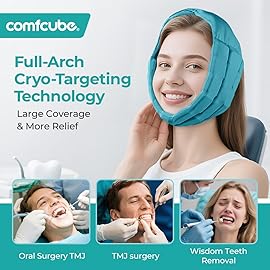 Comfcube Wisdom Teeth Ice Pack Head Wrap, 2 Hours Long Lasting Cold Therapy Flexible Snug Fit Jaw Ice Pack for Face Oral Surgery, TMJ, Teeth Removed Pain, Cosmetic Injection