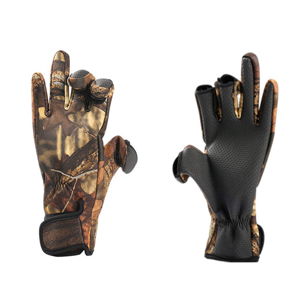 Hombres Camuflaje Guantes de Caza, Smart Phone Guantes compatibles 4-Way Estiramiento Microfibra Gamuza Cuero Antideslizante Guantes Ligeros Impermeables
