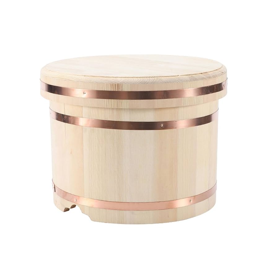 蓋付き　木製おひつ　新品未使用　直径34センチほど Amazon.co.jp: KELUNIS 木製寿司桶蓋が付いていて、再利用可能な
