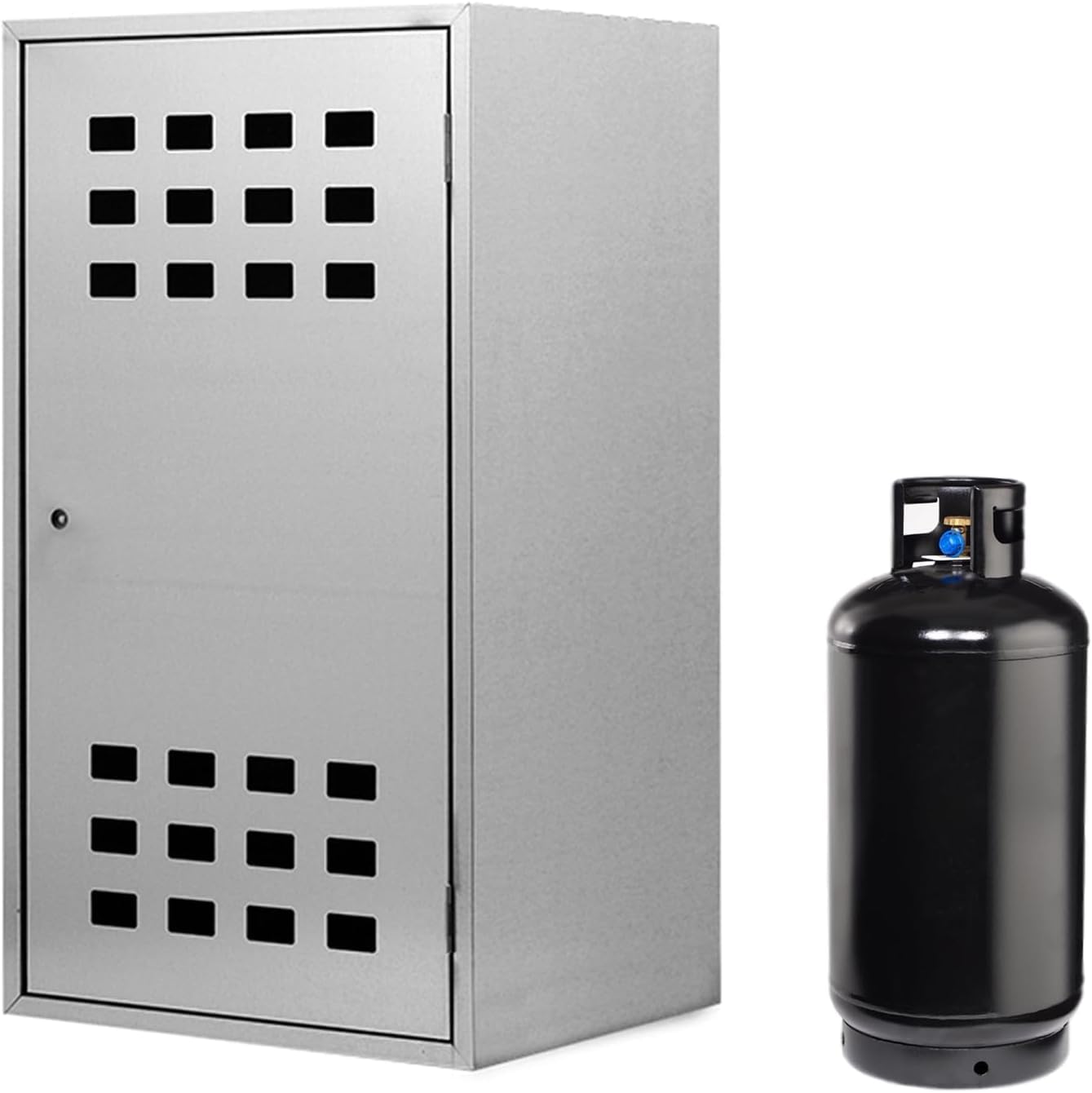 Armadio Porta Bombola Gas Da Esterno In Lamiera Zincata RINFORZATA Armadietto Con Chiusura a Chiave e Sistema Di Ventilazione Per Stoccaggio Sicuro (1 BOMBOLA)