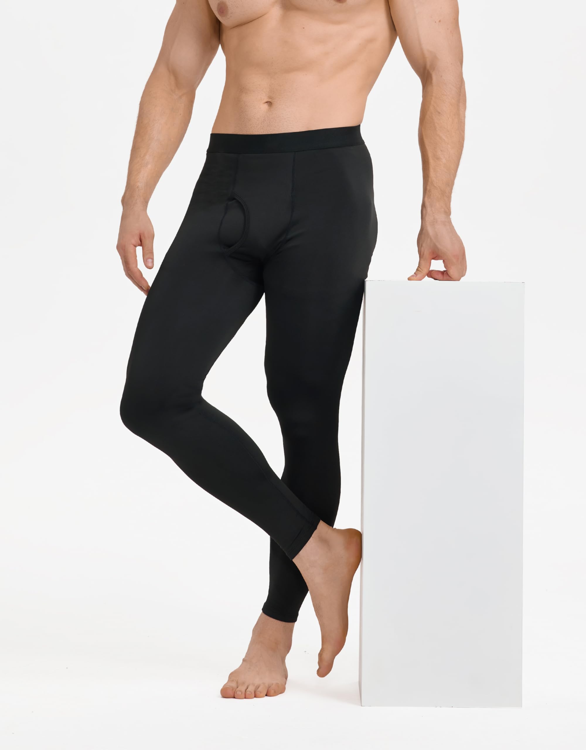 YESWEL Pantalon Thermique Long pour Hommes avec Braguette, Doublure Polaire Chaude, Vêtement de Ski Hivernal Fonctionnel (Taille M-XXL)