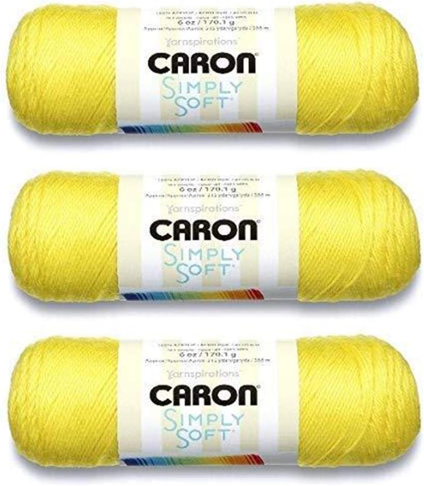 Caron Simply Soft Brites Yarn (3-Pack) Super Duper Yellow H9700B-9612