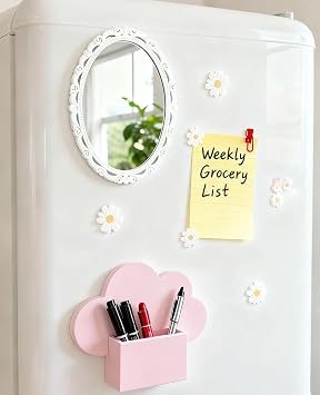 ARTLYMERS Magnetic Locker Mirror & 30Pcs Cute Fridge Magnets - Flower Locker Magnets Refrigerator Decorative for Whiteboard, Locker Accessories for Girls, School, Office, Kitchen Decor