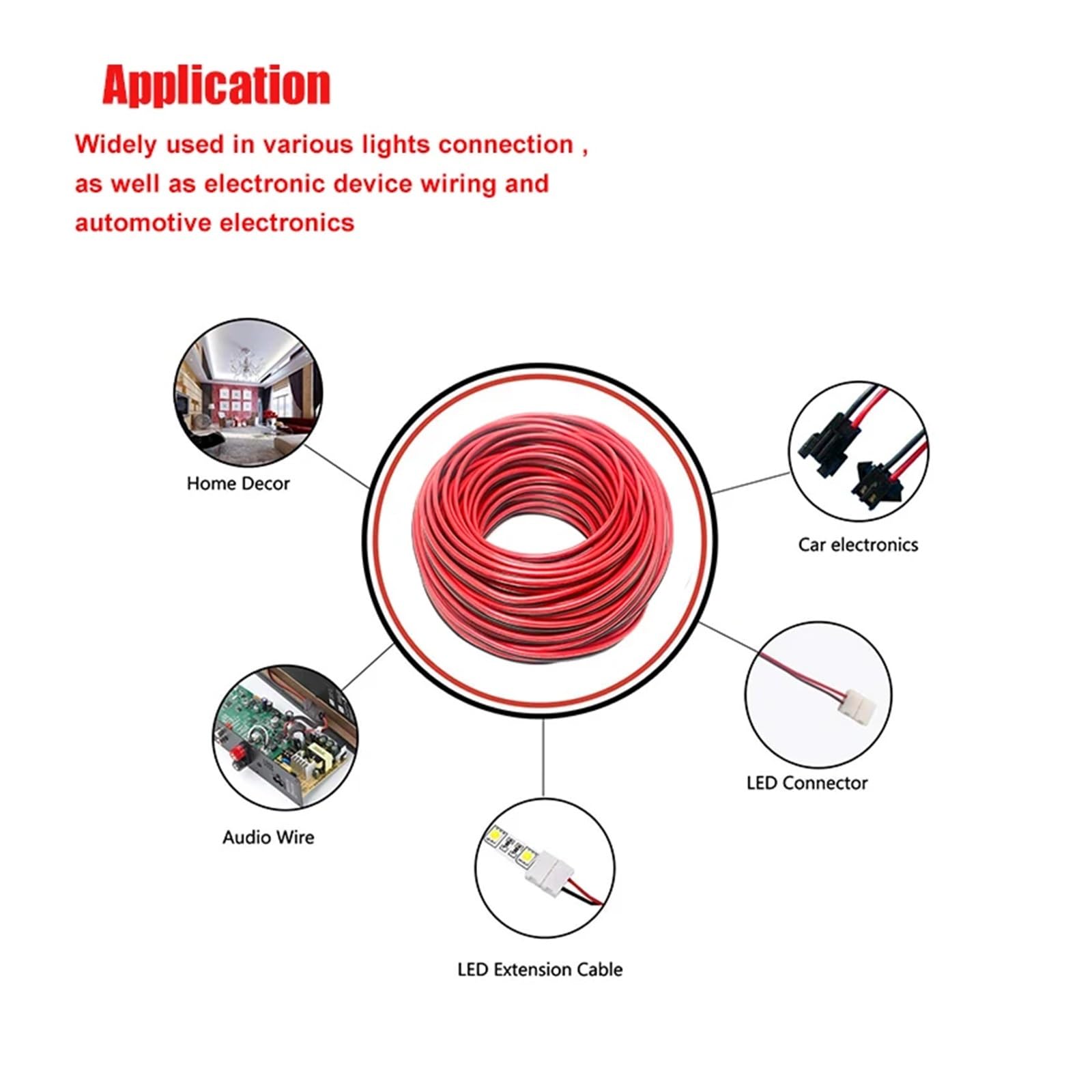 Xuro Cable de extensión de 2 pines rojo y negro de PVC o silicona, calibre 28 AWG, 26 AWG, 24 AWG, 22 AWG, 20 AWG, 18 AWG, 16 AWG, cobre estañado for uso doméstico.(2Pin silicone,10M-32.8FT_16 AWG)
