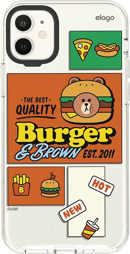 Amazon Elago Iphone11 対応 ケース ラインフレンズ 公式 ライセンス 商品 クリア カバー 可愛い Lineフレンズ スマホケース かわいい 耐衝撃 クリアケース Apple Iphone 11 アイフォン11 対応 Line Friends Burger Time ブラウン 家電 カメラ