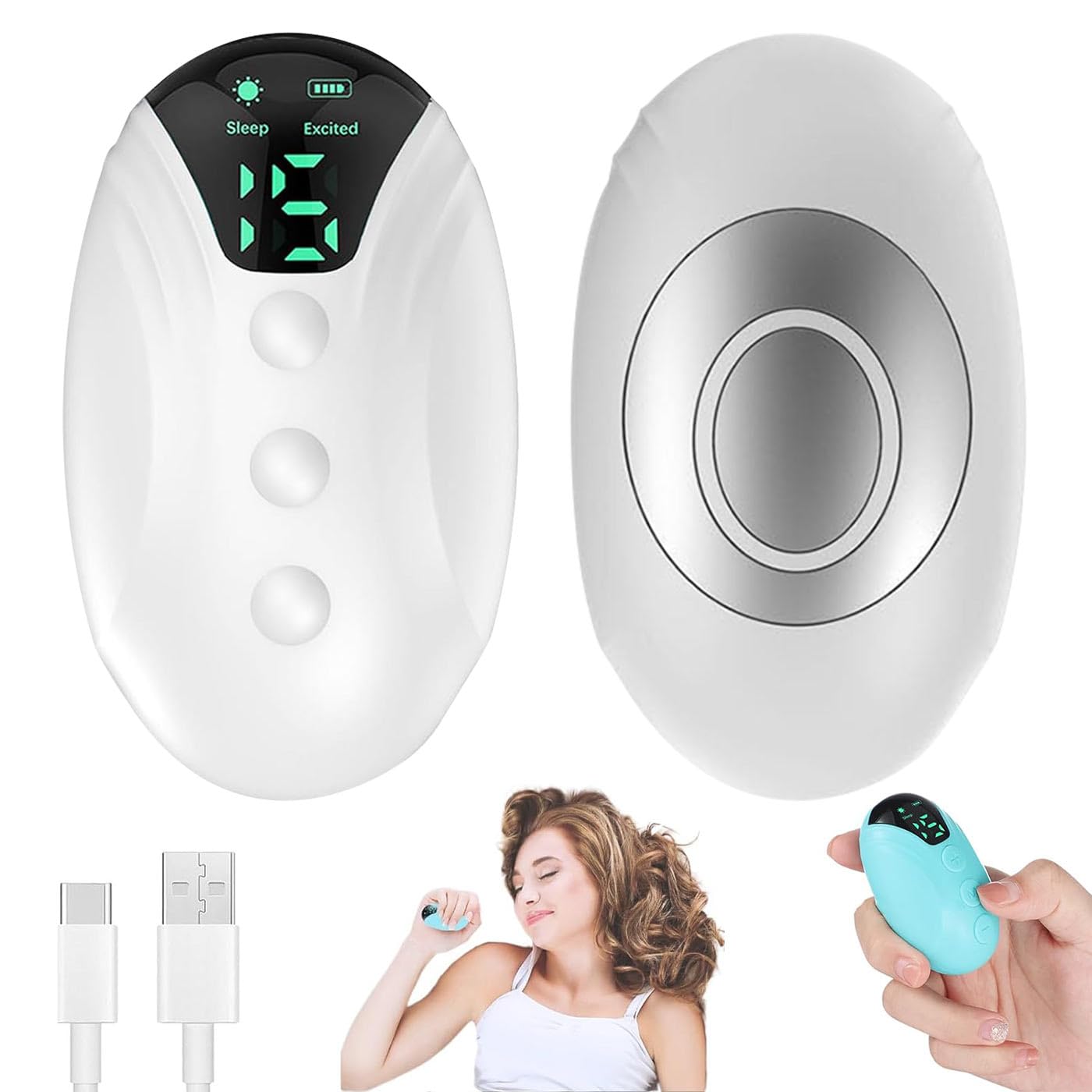 Neurocontrol Dispositivo para Ansiedad - Natural Sleep Aid Device,Calm Anxiety Device,Hand Held Nighttime Sleep Aid Device,Portable Fast Sleep Device,Improved Sleep Anxiety,Small Easy to Carry (White)