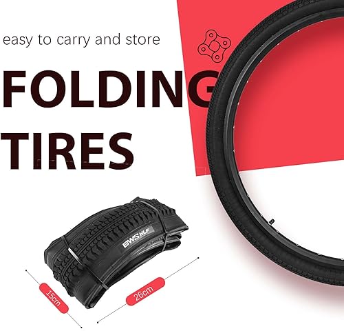 Miniatura 3 de Neumáticos de repuesto para bicicleta de montaña, 20242627.529 pulgadas, paquete de 2 neumáticos de bicicleta MTB plegables negros, lado negromarrón