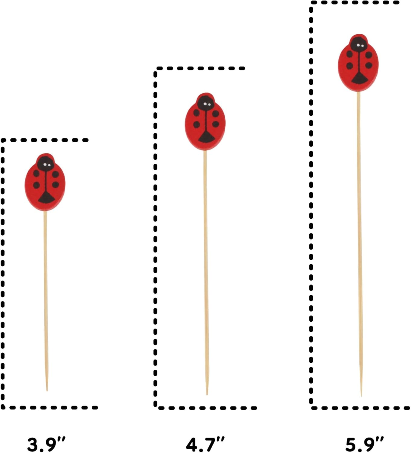 BambooMN 3.9" Decorative Lady Bug Cocktail Fruit Sandwich Bamboo Picks Skewer for Catered Events, Holiday's, Restaurants or Buffets Party Supplies, 1000 Pieces