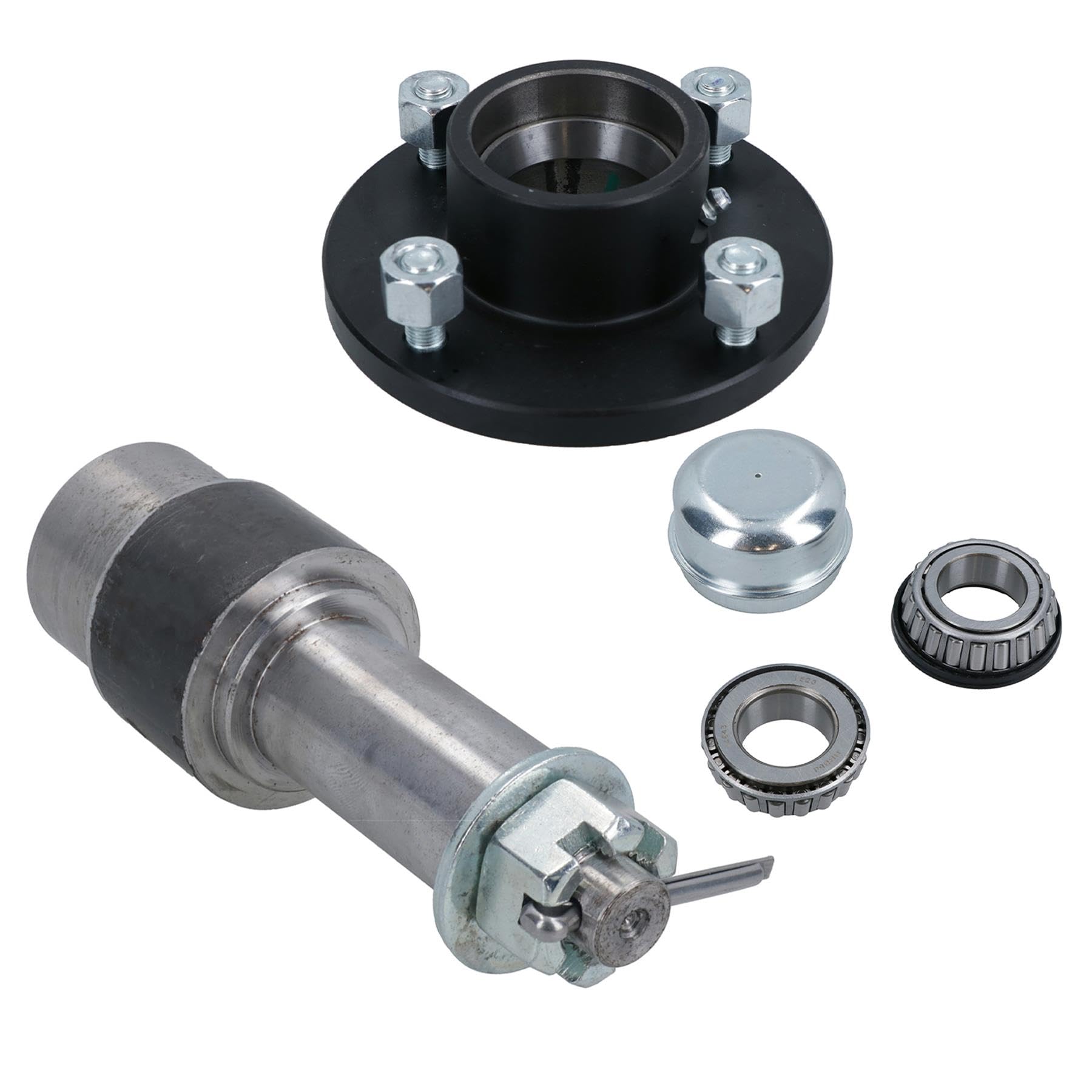 AB Tools Piasty kół do wózka z przyczepą PCD 10.2 cm + łożyska ze spoiną na osi końcowej, 1 szt