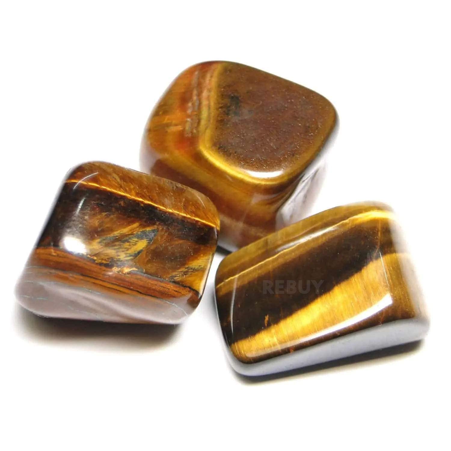 REBUY Tiger Eye Stone Tumbles Natural Crystal Healing Stones Reiki Healing Stones Chakra Stone Tumble Kit, Color Brown, Set of 3 Pieces