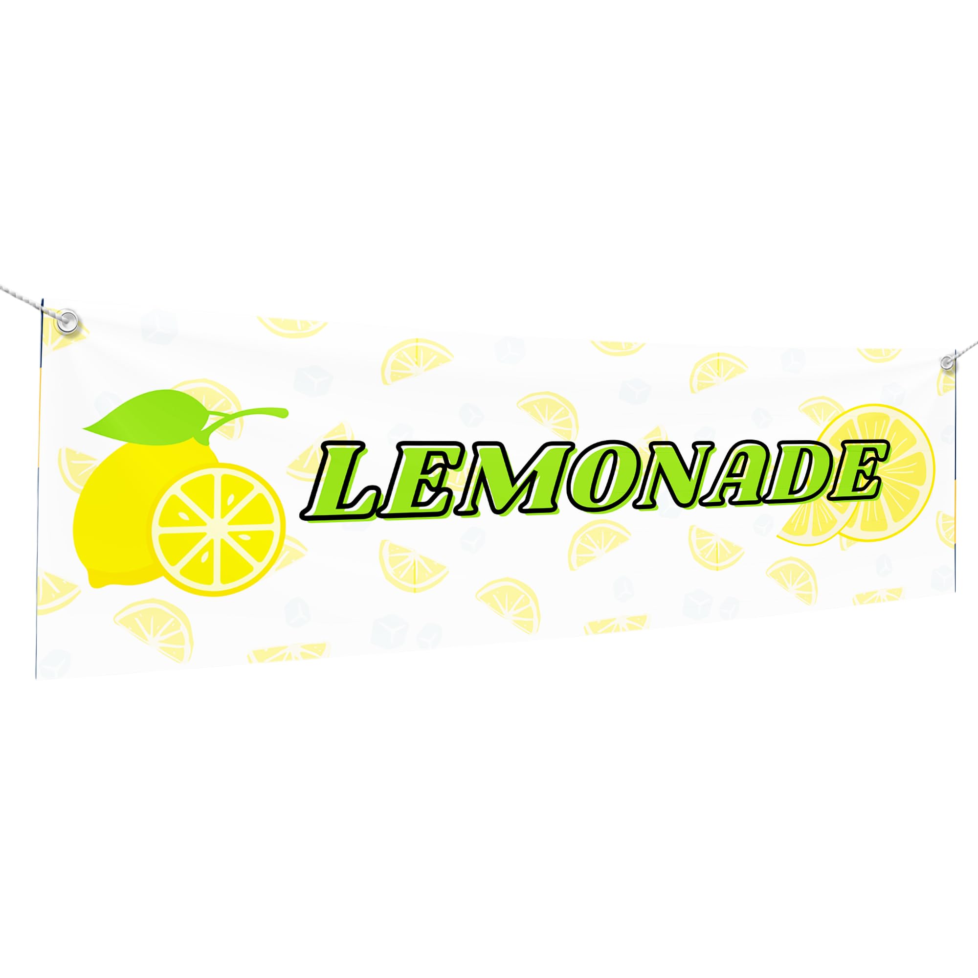 Lemonade Large Banners and Signs for Outdoor by Mavis Printing-Polyester Banner with 4 Holes for Easy Hang Indoor & Outdoor| 6x2 Feet HD Print Sign to