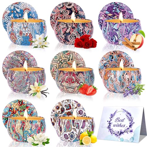 Velas Aromaticas Navidad, 8 Velas perfumadas juego de regalo para mujeres, velas de aromaterapia,...