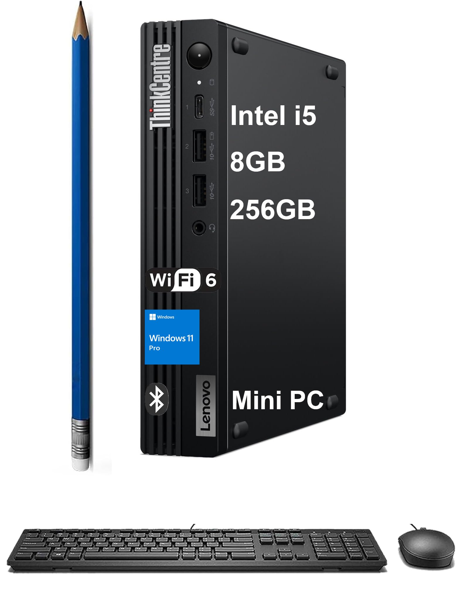 Lenovo ThinkCentre M70q Gen 5 Tiny Business Desktop (Intel 10-Core i5-14400T (> i7-13700T), 8GB DDR5 RAM, 256GB SSD, UHD Graphics 730) MFF, Mini PC,