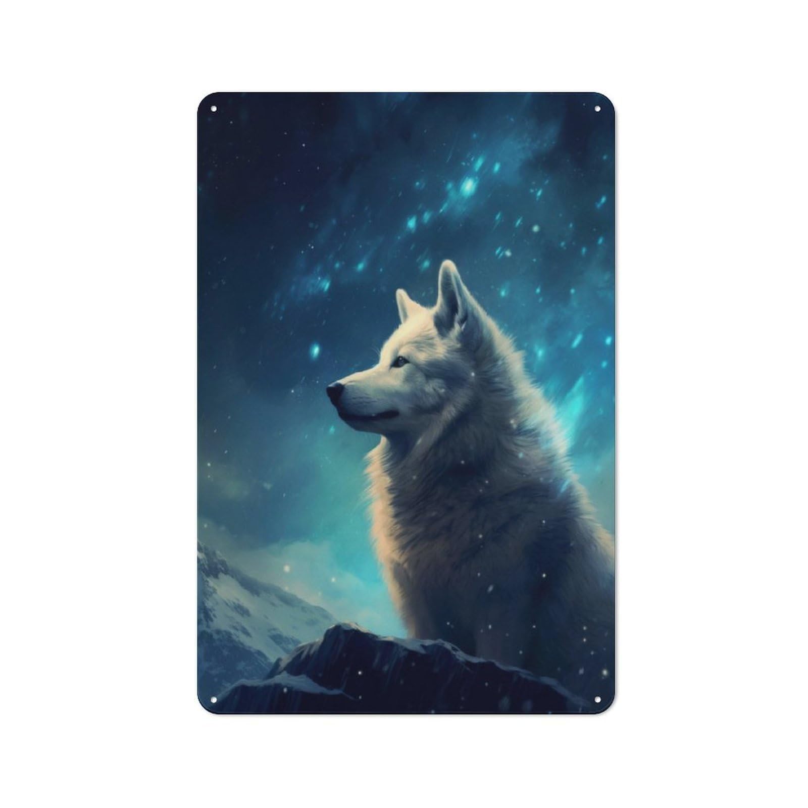 Junmoney Husky Dog Night Metal Plaque 30X20cm With For Garage Wall, Retro Decor, For Themed Interiors In Garages And Workshops