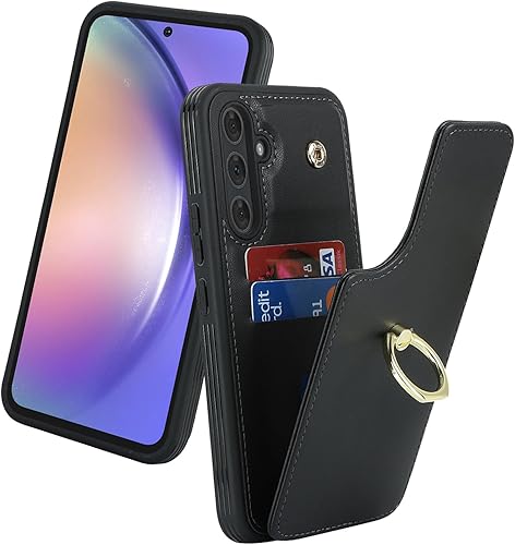 Funda para Samsung Galaxy A54 5G con tarjetero, Galaxy A54 5G Funda tipo cartera para mujer, tarjetero de crédito, soporte de anillo, fundas tipo