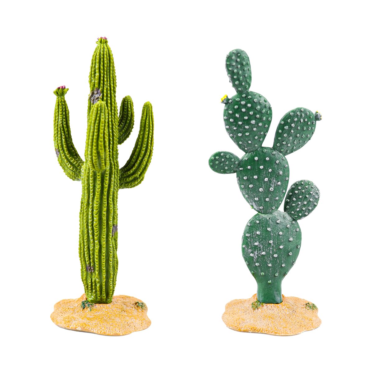 YOLUFER 2Pcs Reptile Cactus Plants Terrarium Decoration Faux Reptile Terrarium Cactus Plant Landscape Decoration for Turtle Lizard