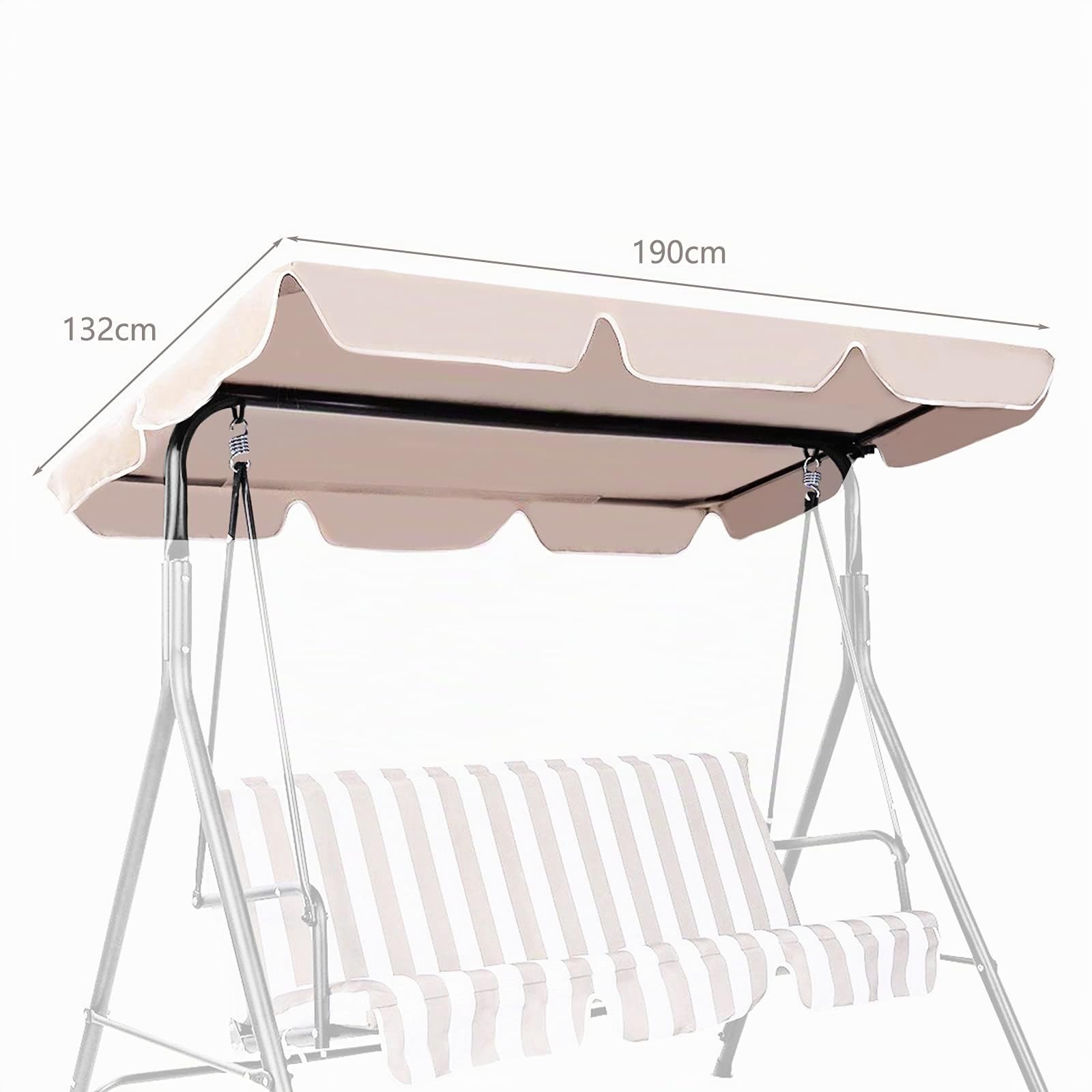 DREAMADE Ersatzdach Gartenschaukel, 191 x 132 cm, Sonnendach für Hollywoodschaukel, Schaukel Ersatzbezug, Dachbezug, Dachplane (Beige)