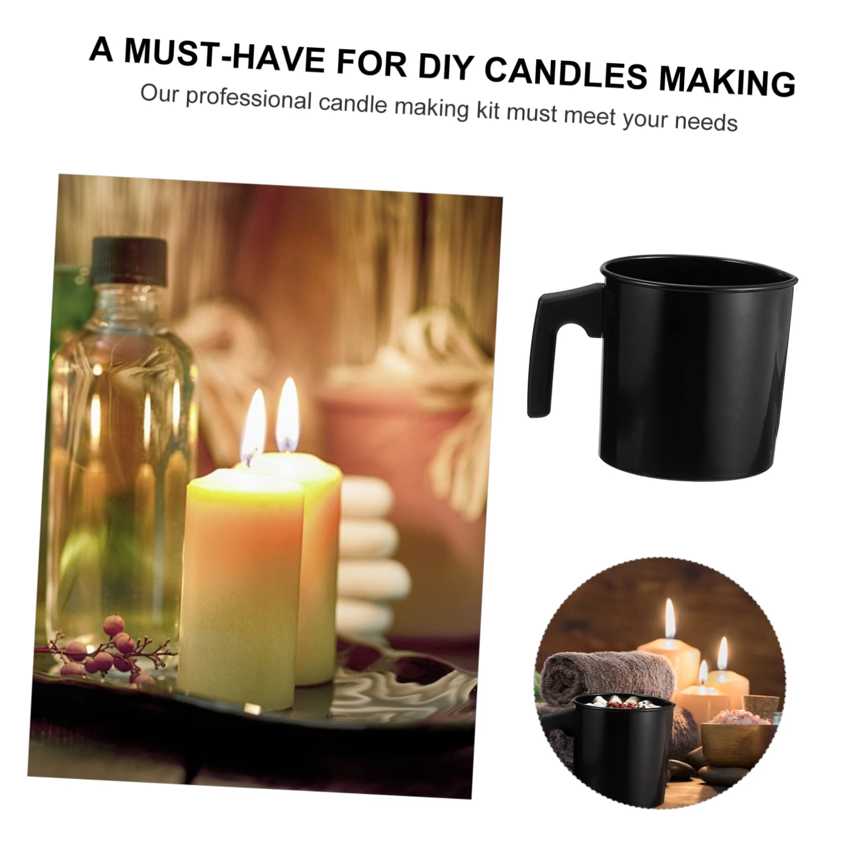 Angoily Olla para Derretir Velas y Cera 1,2 Litros Negra Resistente Alta Temperatura para Fabricación de Velas Manualidades Bricolaje Uso Doméstico