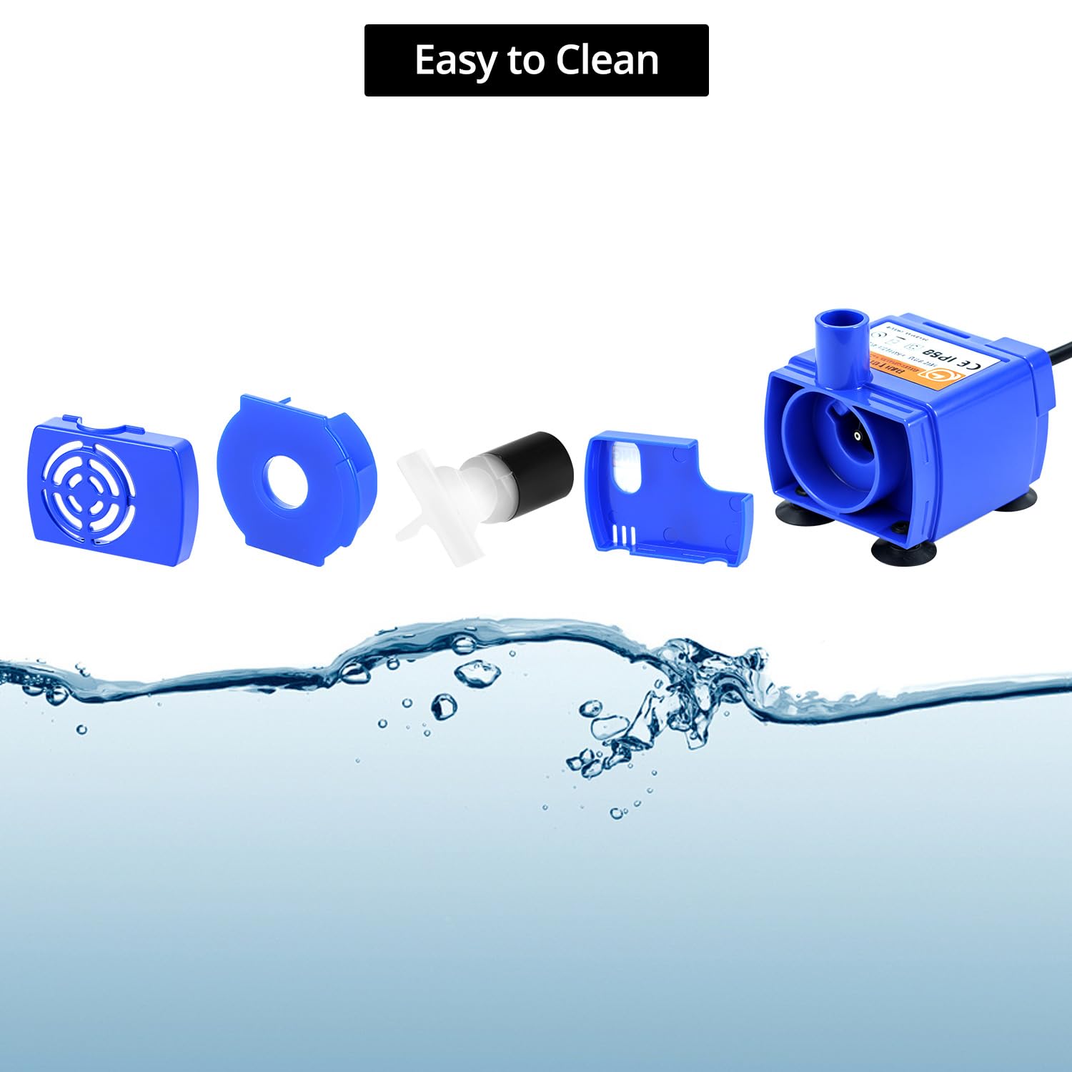 QWORK® Pompa per Fontanella per Gatti 12 V CA 2 W, Pompa Acquario a Bassa Rumorosità, Basso Consumo, Parti Removibili
