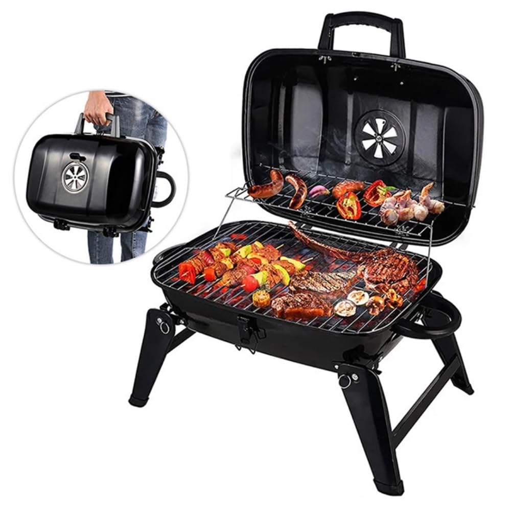 Piccola griglia a Carbone for Barbecue da Cortile, griglia da Campeggio Esterna Pieghevole Portatile for la casa