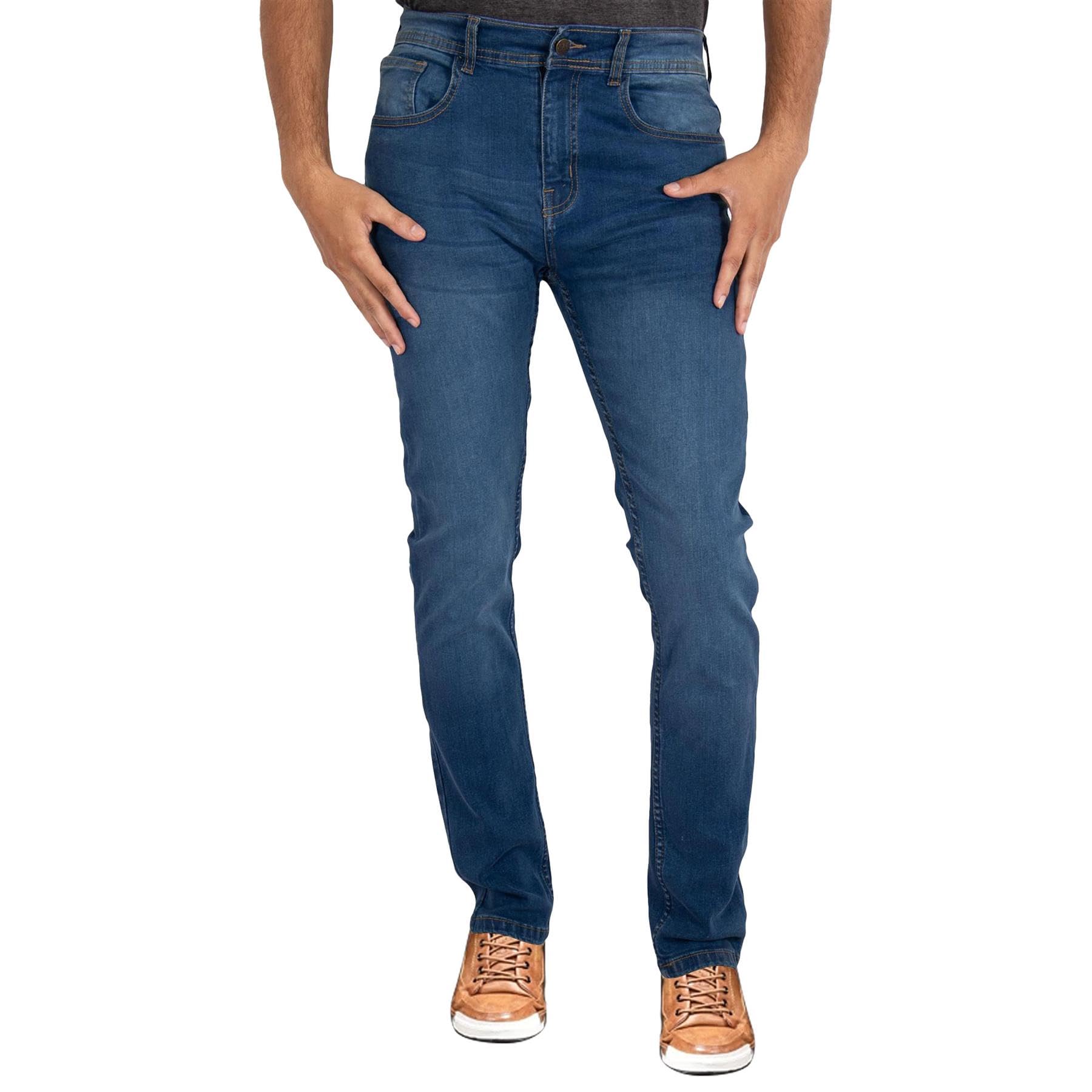 A2Z Mens Denim Jeans Comfy Stretchy Jeggings Skinny Fashion Trouser Gents - Jeans JN52 Mid Blue 28